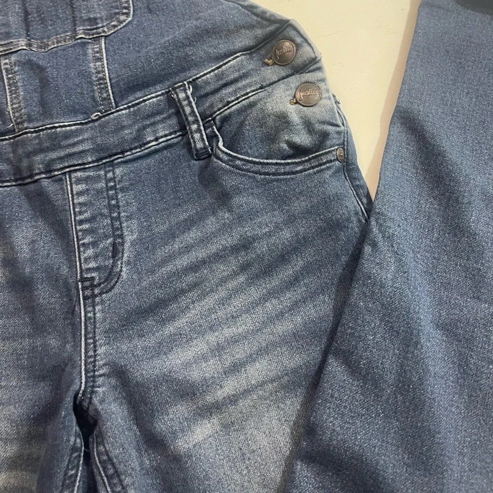 JUSTICE STRETCH BLUE JEAN OVERALLS / PANTS DISTRESSED STRAIGHT LEG GIRLS SZ 12